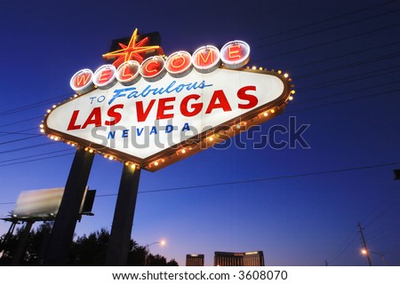 vegas signage. Las Vegas sign at twilight