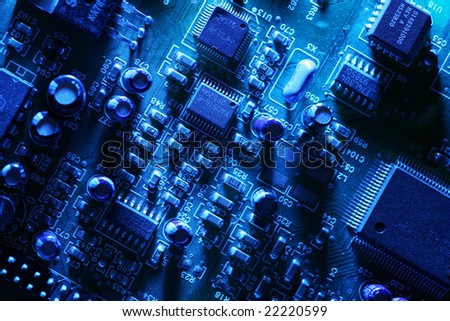 Circuit board abstract background texture. Macro close-up.