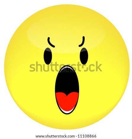 smiley face angry and yelling or shouting out - vector