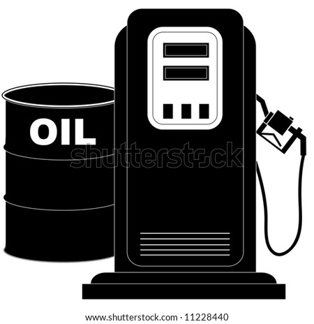 gas pump vector. stock vector : oil barrel supplying the demand of fuel or gas pump - vector
