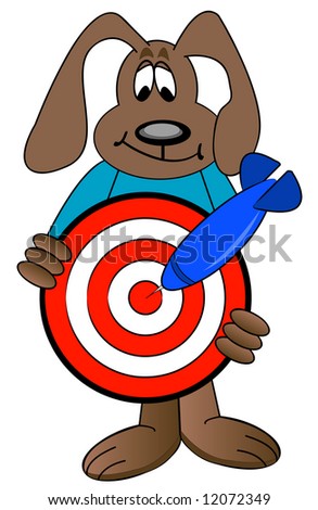 target dog. cartoon dog holding target