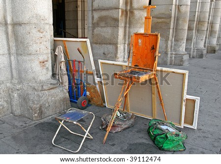 An image of a painting studio in the street