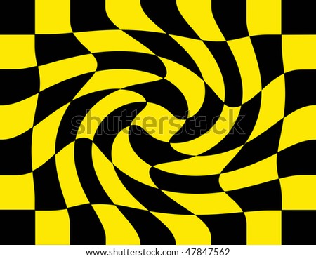 stock photo An illustration of black and yellow squares doing optical