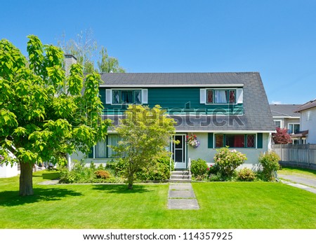 Typical middle class house in the suburbs of Vancouver, Canada.