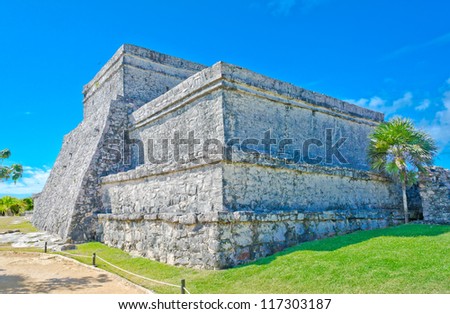 Historical ruins of ancient civilization of Maya. Tulum, Mexico.