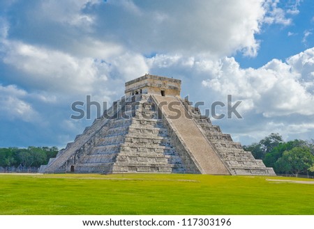 Historical ruins, pyramid of ancient civilization of Maya. Tulum, Mexico.