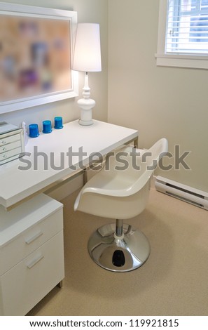 Interior of the nicely modern designed home office ( room, den ) for the student , child