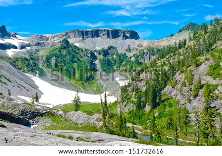 Gorgeous view at Table mountain at Mount Baker lands and wilderness.  North America.