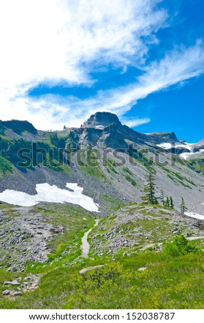 Gorgeous mountain view. Table mountain at Mount Baker lands and wilderness.  North America. Vertical.
