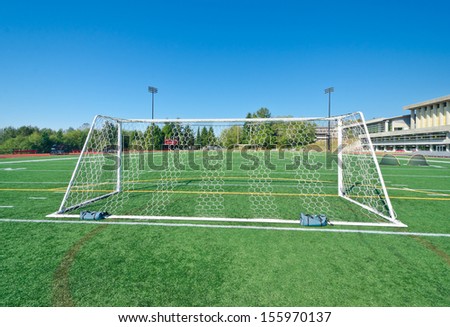 Soccer ( football ) field with gates.