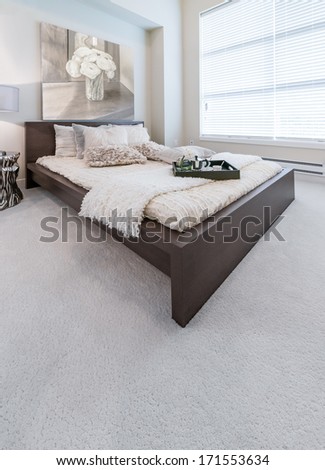 Modern Comfortable And Elegant Luxury Master Bedroom. Interior Design. Vertical.