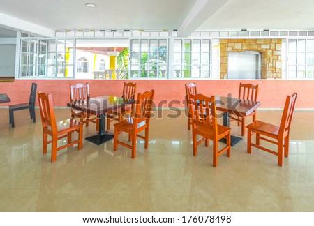 Simple looking bar, cafe, restaurant. Interior design.