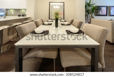 Nicely decorated dining table. Interior design.