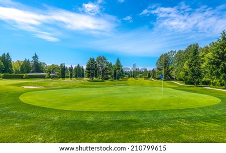 Beautiful golf course in a sunny day. Canada, Vancouver.