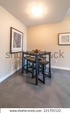 Nicely decorated and served dining, living ( lunch ) room table. Interior design. Vertical.