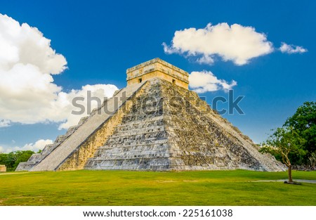 Maya pyramid. Historical ruins of ancient civilization of Maya.Chicen Itsa, Mexico.
