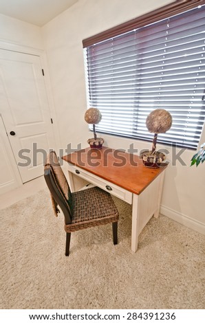 Interior of the nicely modern designed home office ( room, den ) for the student , child