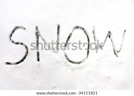 The Word Snow written in Deep White Snowfall