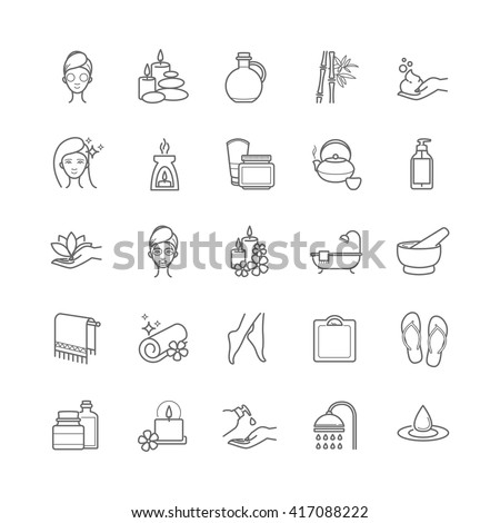 Spa and Beauty thin line vector icons set for web, polygraphy, etc.