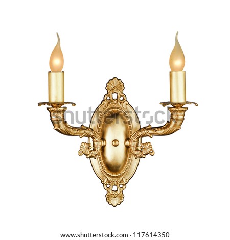 vintage wall lamp isolated on white with clipping path