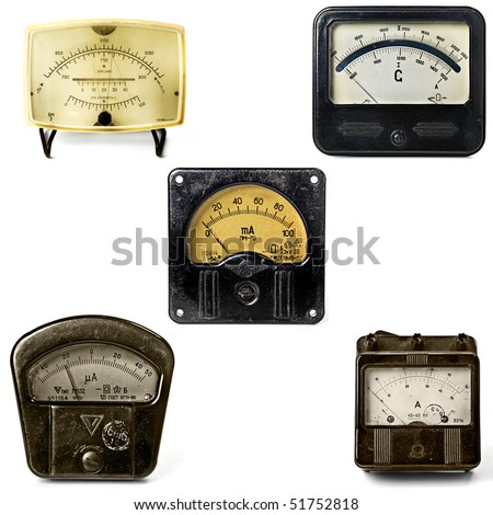 Close-up of an vintage ancient voltmeters big sizes are available too.
