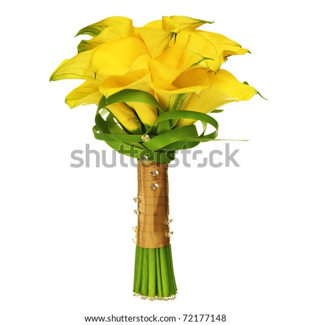 stock photo Calla Lilly Wedding Bouquet isolated on white