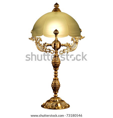 Retro Desk Lamps on Vintage Table Lamp Isolated On White Stock Photo 73180546