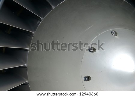 The center hub of a turbofan (jet) engine, a powerful symbol of industry, technology and progress