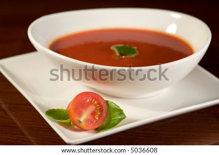 delicious tomato soup, focus on the tomato