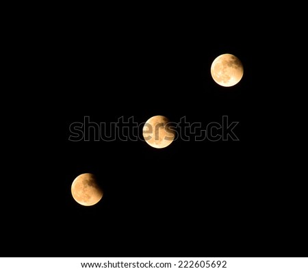 Moon phases in black sky