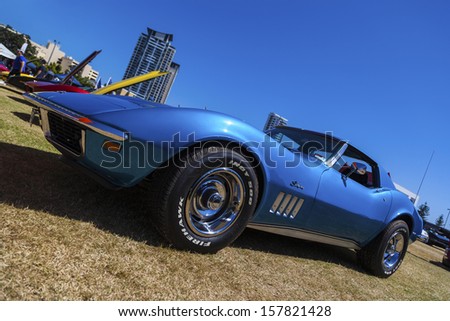 Gold Coast, QLD - SEPTEMBER 16:  Chevy Corvettes and others on display at the Gold Coast  \