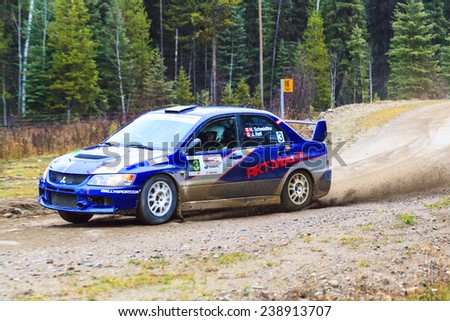 ROCKY MOUNTAIN 1/11/2014 CANADA. Some of the best drivers from Canada and the USA are competing in the Rocky Mountain. The race held in different province of Canada's best dirt roads for motor-sport.