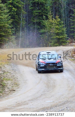 ROCKY MOUNTAIN 1/11/2014 CANADA. Some of the best drivers from Canada and the USA are competing in the Rocky Mountain. The race held in different province of Canada's best dirt roads for motor-sport.