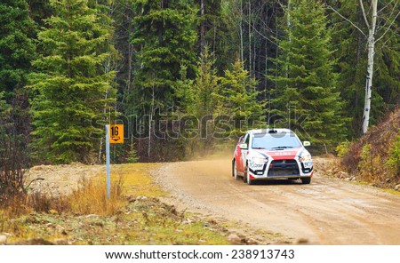 ROCKY MOUNTAIN 1/11/2014 CANADA. Some of the best drivers from Canada and the USA are competing in the Rocky Mountain. The race held in different province of Canada\'s best dirt roads for motor-sport.