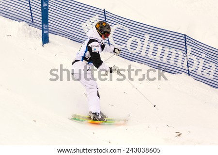 CALGARY CANADA JAN  3  2015.  FIS Freestyle Ski World Cup, Winsport, Calgary Ms. Justin Dufour- Lapointe from Canada  at the Mogul Free Style World Cup on race day.