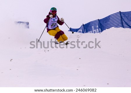 CALGARY CANADA JAN 3 2015. FIS Freestyle Ski World Cup, Winsport, Calgary Ms. Nicola Sudova  from Czech Republic  at the Mogul Free Style World Cup on race day.