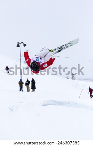 CALGARY CANADA JAN 3 2015. FIS Freestyle Ski World Cup, Winsport, Calgary Mr. Ikuma Horishima  from Japan at the Mogul Free Style World Cup on race day.