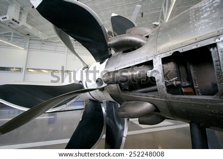 SEATTLE USA 15 OCT 2006: A cutaway display of a turboprop engine in Boeing  plant exhibition area. Boeing is one of the largest aeronautical company in the world with cutting edge technology.