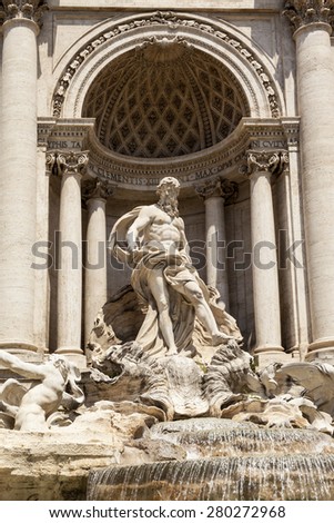 ROME, ITALY - MAY 21, 2014:  the Trevi Fountain. Trevi Fountain is an iconic symbol of Imperial Rome. It is one of Rome's most popular tourist attractions.