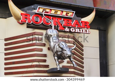 LAS VEGAS USA - JULY 8, 2013 - PBR Bar on May 20, 2013 in Las Vegas. PBR Rock Bar offers a 13,000 sq ft indoor restaurant, a 3,000 sq ft outdoor pavilion and a mechanical bull.