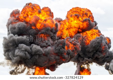 Large fireball with black smoke