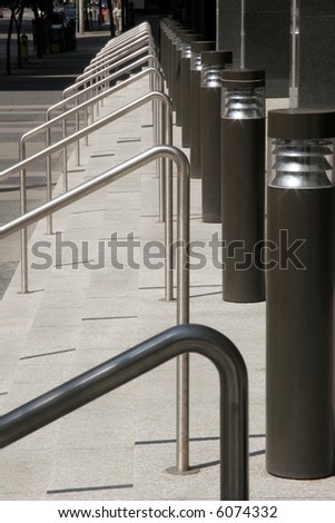 Architecture handrails, steps, and lights