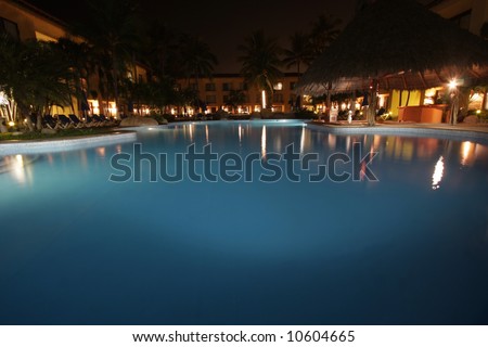 Pool by night  Holiday resort in the tropic