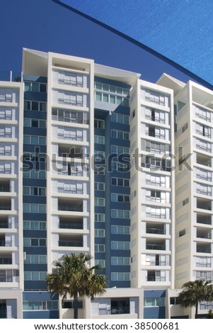 Tall apartment building   Residential architecture.  Typical modern residential building