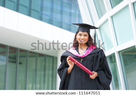 Happy Indian female student on her graduation day