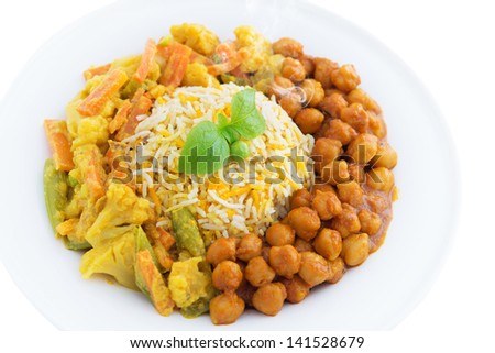 Vegetarian biryani rice or briyani rice, fresh cooked with steam, delicious indian food.