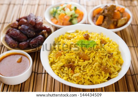 Arab rice, Ramadan food in middle east usually served with tandoor lamb. Middle eastern food.