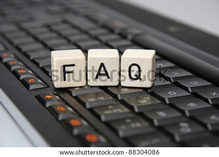 FAQ Frequently asked questions with keyboard illustration