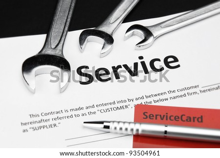 Service contract with card and wrench
