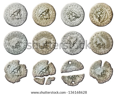 Digital illustration of ancient Roman coins.